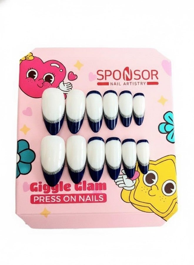 FICTIOUS Giggle Glam Series 12PCS Elegant Press-On Nails - Lightweight Artificial False Nails with Professional Finish, Quick DIY Salon Manicure Set for Parties & Daily Use (Multicolor & Multidesign) - Image 5