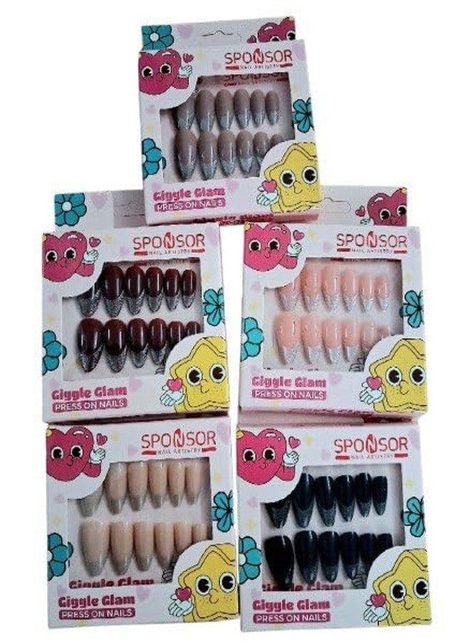 FICTIOUS Giggle Glam Series 12PCS Elegant Press-On Nails - Lightweight Artificial False Nails with Professional Finish, Quick DIY Salon Manicure Set for Parties & Daily Use (Multicolor & Multidesign) - Image 4