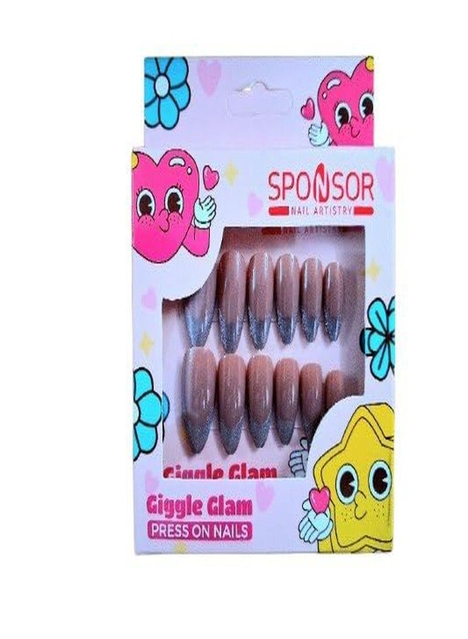 FICTIOUS Giggle Glam Series 12PCS Elegant Press-On Nails - Lightweight Artificial False Nails with Professional Finish, Quick DIY Salon Manicure Set for Parties & Daily Use (Multicolor & Multidesign) - Image 3