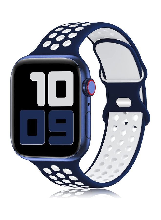 ICS Replacement Band For Apple Watch SE/6/5/4/3/2/1 38/40 mm Blue/White - Image 1