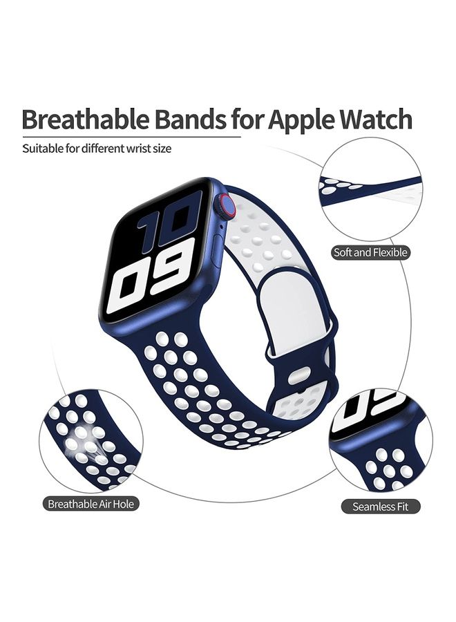 ICS Replacement Band For Apple Watch SE/6/5/4/3/2/1 38/40 mm Blue/White - Image 2