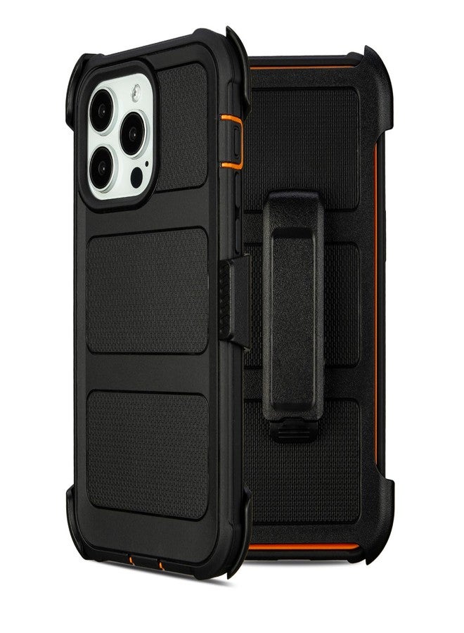 Saiboro for Defender Phone Case iPhone 13 Pro Case with Clip Holster,Heavy Duty Rugged Full-Body Protective,3 Layers of Sturdy,Military-Grade Shockproof Cover for iPhone Pro 13 Case Defender(Black & Orange) - Image 1