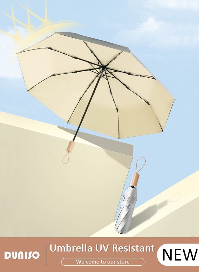 DUNISO Travel Umbrella UV Resistant, Folding Umbrella Sun Protection Lightweight Compact Portable Waterproof Windproof Rain Umbrella for Men Women - Image 1