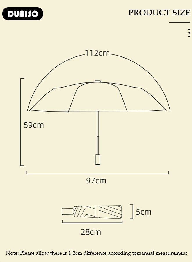DUNISO Travel Umbrella UV Resistant, Folding Umbrella Sun Protection Lightweight Compact Portable Waterproof Windproof Rain Umbrella for Men Women - Image 3