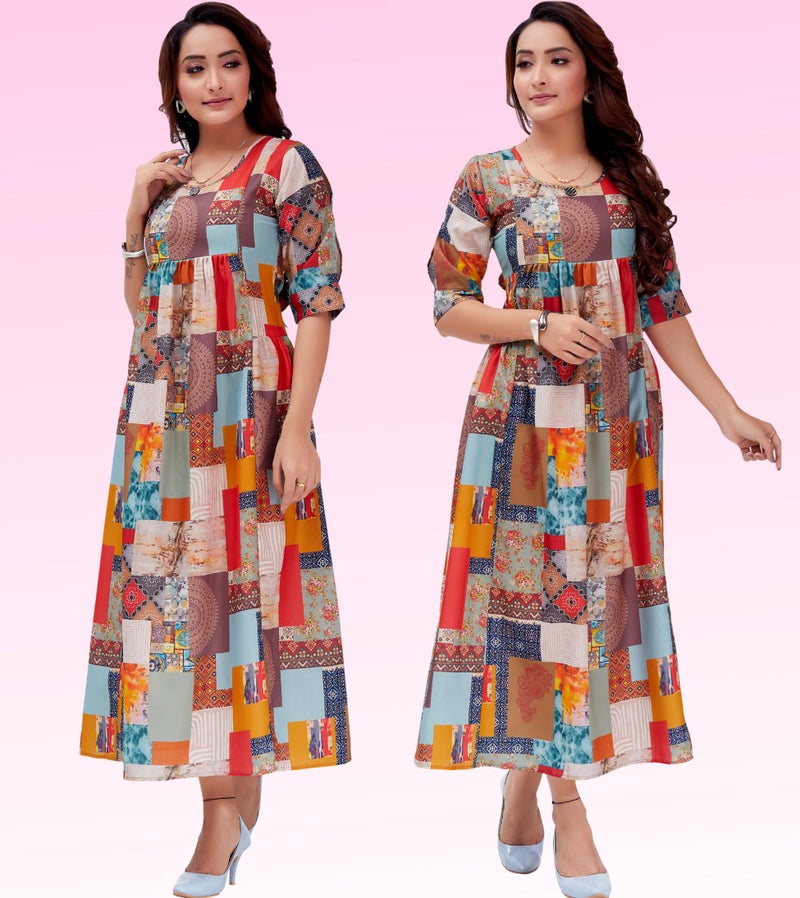 RITIJYA Feeding Kurtis for Women with Zip | Maternity Gown Pregnancy Dress for Nursing Mothers | Viscose Rayon Relaxed Fit | Maternity Wear Feeding Dress Tops (3XL, Multi Colour, 9016_46M) - Image 4