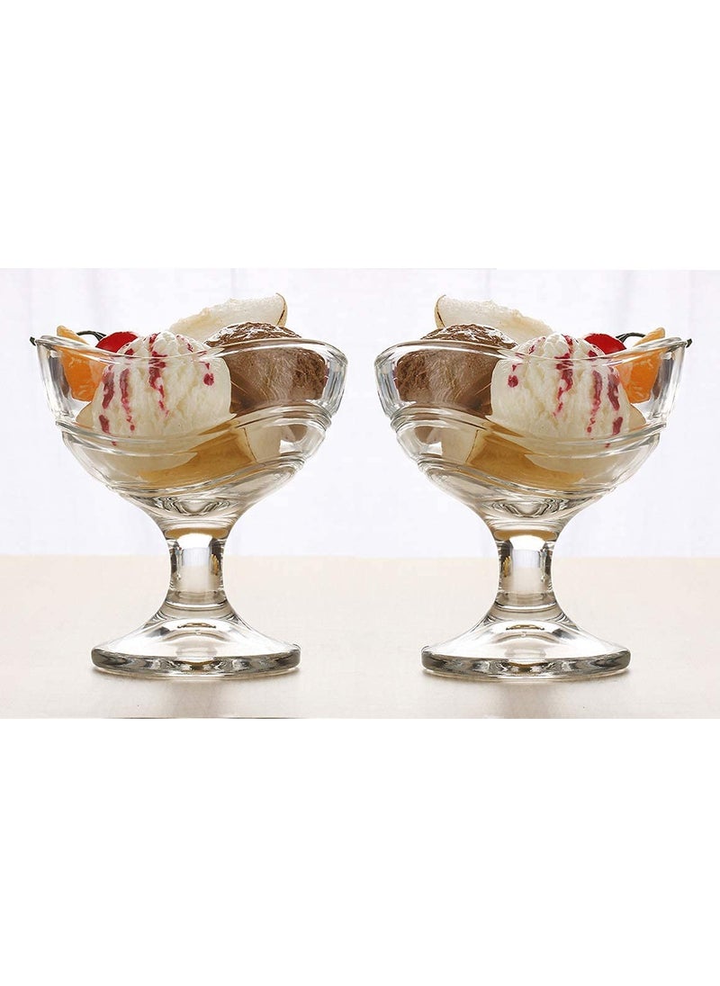Kmart KHODIYAR Crystal Clear Transparent Glass Round Shape Ice Cream Bowl Perfect for Dessert Ice Cream Fruit Salad and Cocktail Cups Dessert Bowl150 ml 6  - Image 1