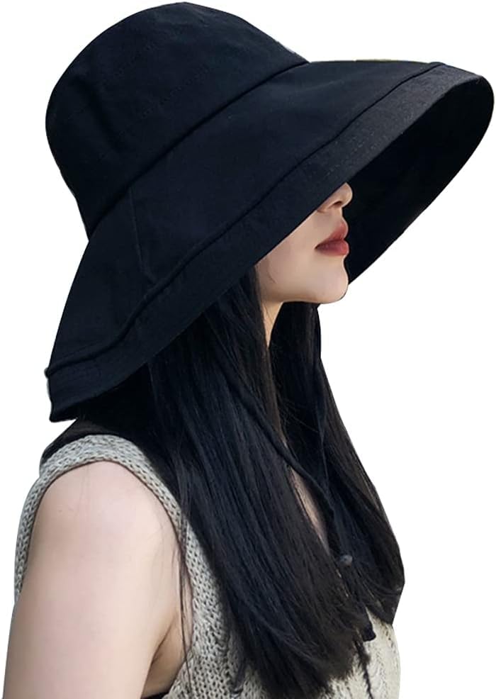 Zhula Wide Brim Sun Hat for Women, UV Protection Bucket Hat with Adjustable Strap, Packable Travel Friendly Summer Hat (Black) - Image 1