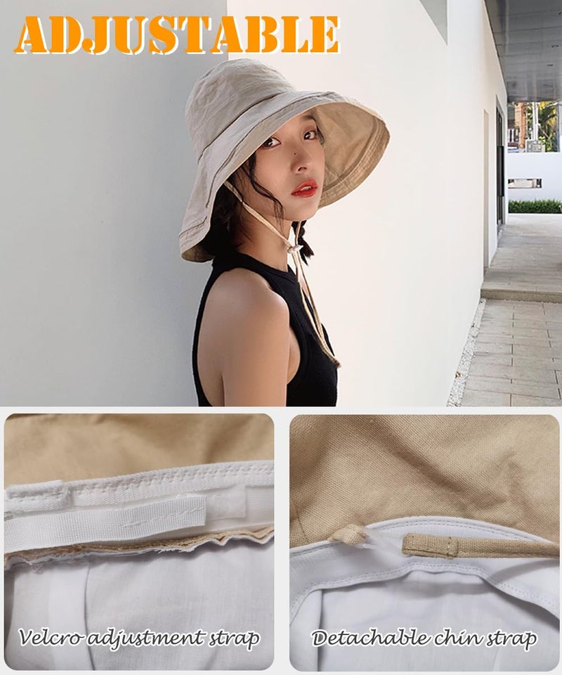 Zhula Wide Brim Sun Hat for Women, UV Protection Bucket Hat with Adjustable Strap, Packable Travel Friendly Summer Hat (Black) - Image 3
