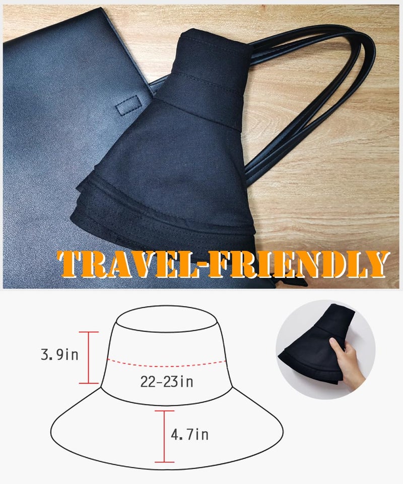 Zhula Wide Brim Sun Hat for Women, UV Protection Bucket Hat with Adjustable Strap, Packable Travel Friendly Summer Hat (Black) - Image 5