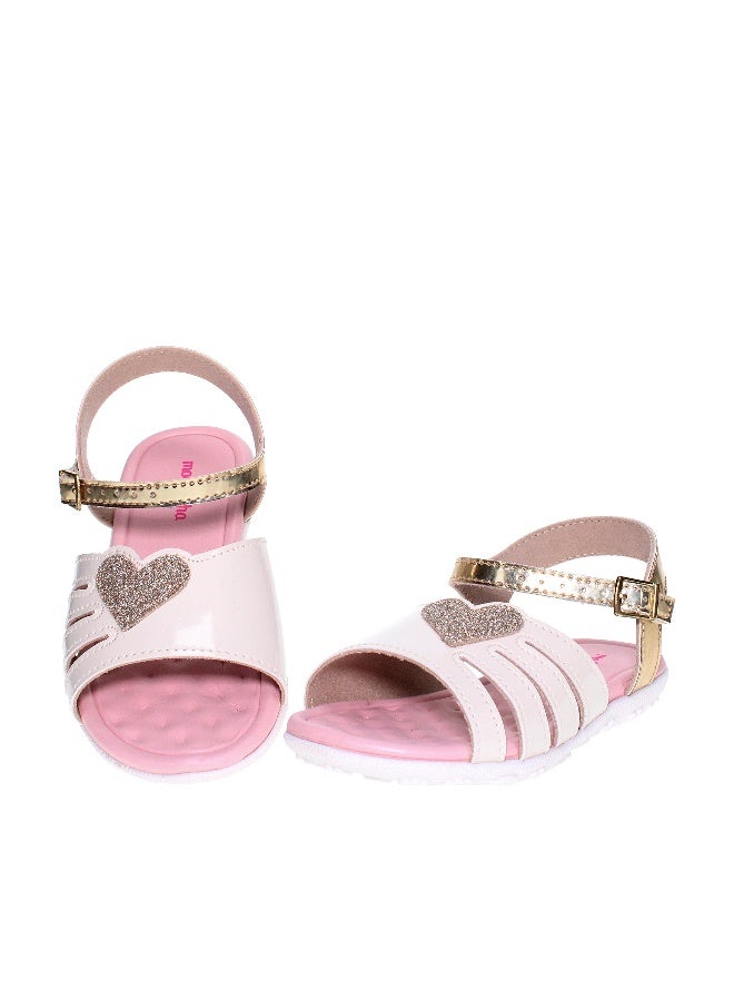 Molekinha Infant Girls Sandals With Back Strap Off White/Gold | Made In Brazil - Image 1