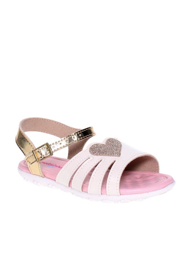 Molekinha Infant Girls Sandals With Back Strap Off White/Gold | Made In Brazil - Image 4