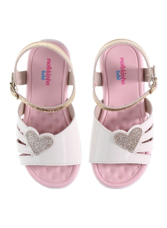 Molekinha Infant Girls Sandals With Back Strap Off White/Gold | Made In Brazil - Image 2