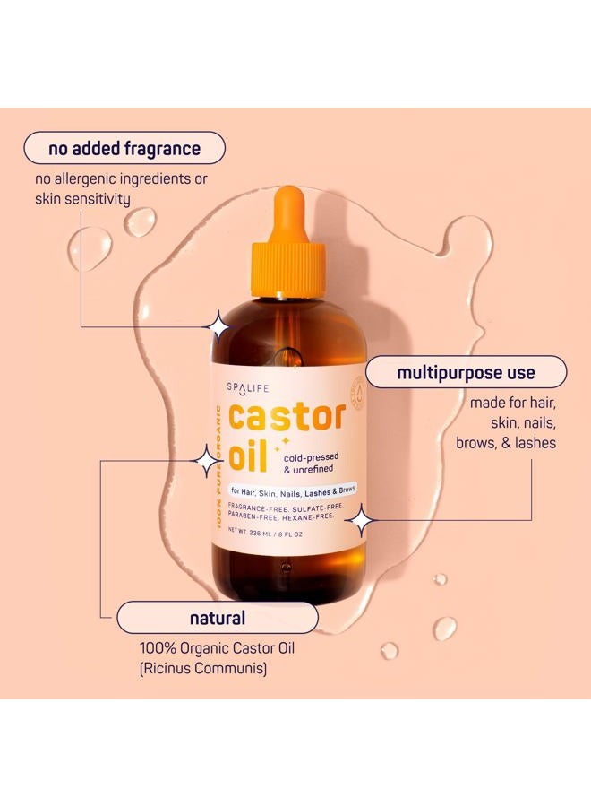 SpaLife Beauty Pure Multipurpose Castor Oil For Hair, Skin, Nails, Eyelashes & Eyebrows 8 Fl Oz - Image 5