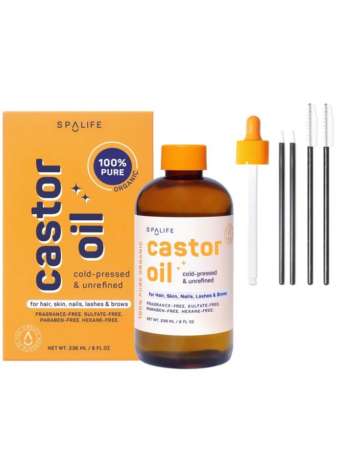 SpaLife Beauty Pure Multipurpose Castor Oil For Hair, Skin, Nails, Eyelashes & Eyebrows 8 Fl Oz - Image 1