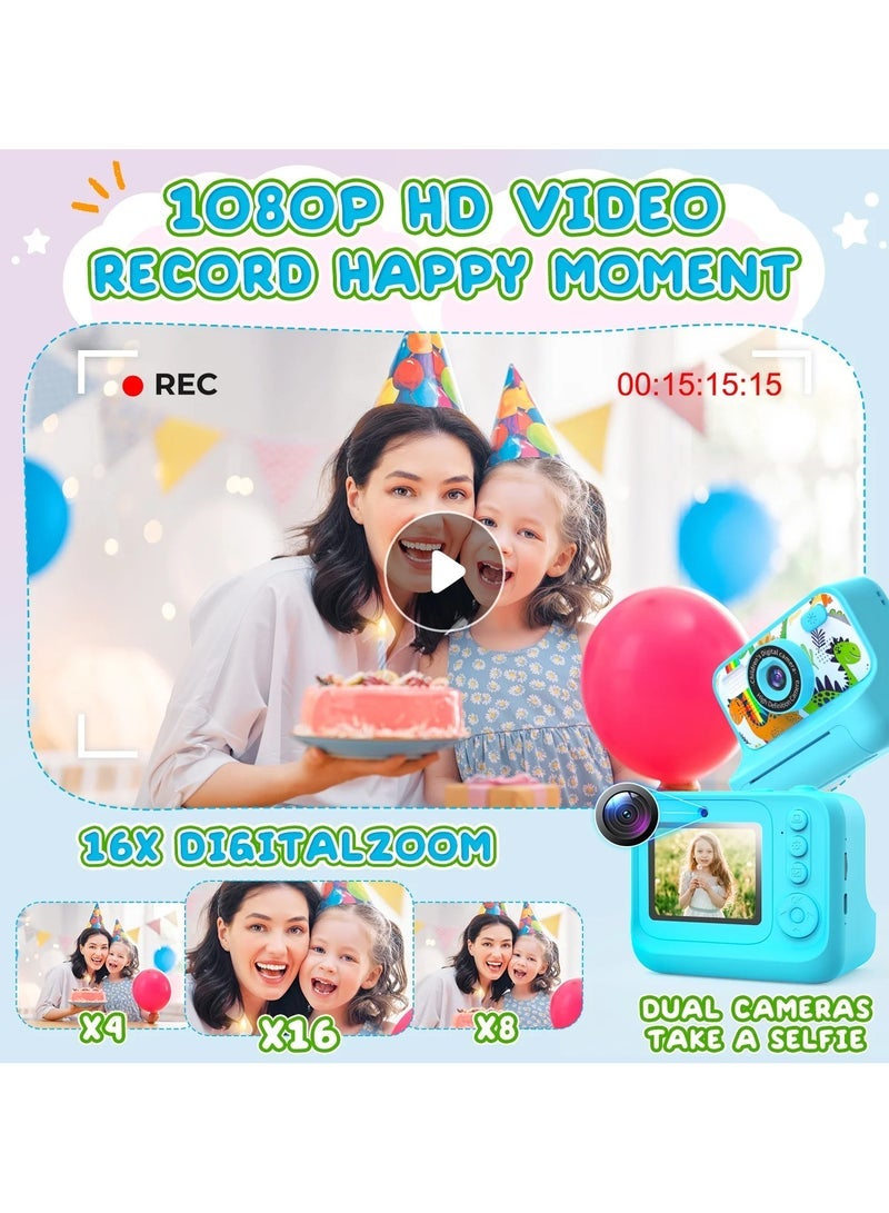 Jubilin Kids Camera Instant Print, Kids Digital Camera with 3 Rolls Print Paper, 1080P Screen with 32GB TF Card for 3+ Girls Boys Christmas Birthday Festival Party Gift ,Blue - Image 5