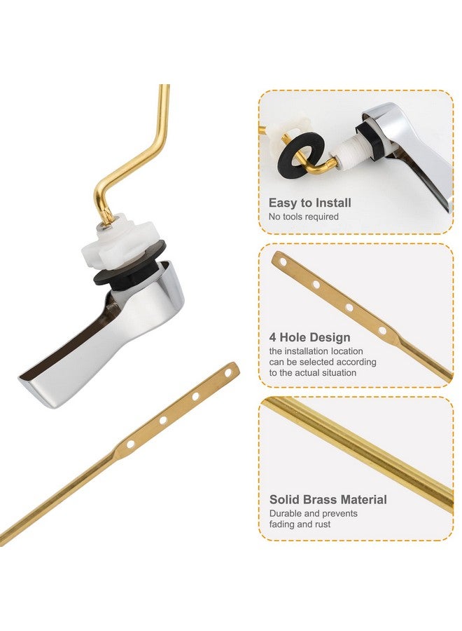 Hibbent Universal Metal Side Mount Toilet Handle Replacement Kit, Brass Toilet Flush Tank Lever with Stainless Steel Flapper Chains for Most Toilets, Chrome Finish - Image 1