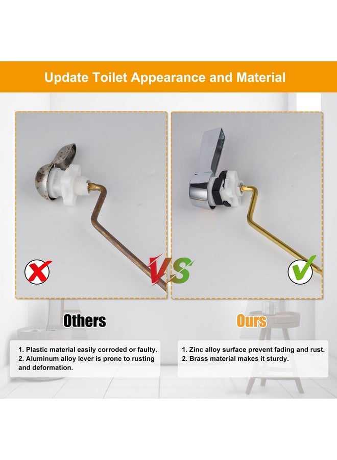 Hibbent Universal Metal Side Mount Toilet Handle Replacement Kit, Brass Toilet Flush Tank Lever with Stainless Steel Flapper Chains for Most Toilets, Chrome Finish - Image 4