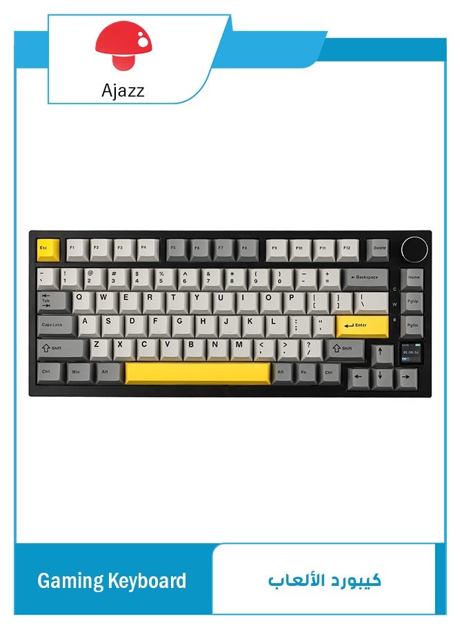 A-jazz AK820 Pro 75% Mechanical Keyboard, Gasket-Mounted Keyboard with TFT Smart Display&Knob, Bluetooth 5.1/2.4G Wireless/Type-C Wired Custom (Grey, Ajazz Flying Fish Switch) - Image 1
