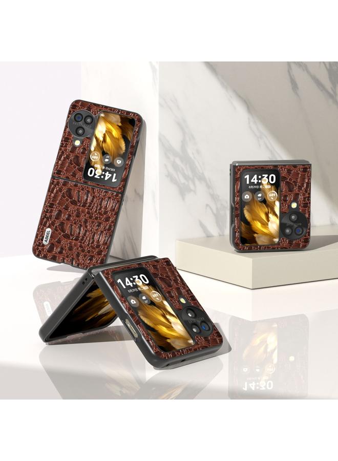 اس-توب جراب قابل للطي لهاتف OPPO Find N3 من ABEEL مصنوع من الجلد الطبيعي مع حافة سوداء - Image 2