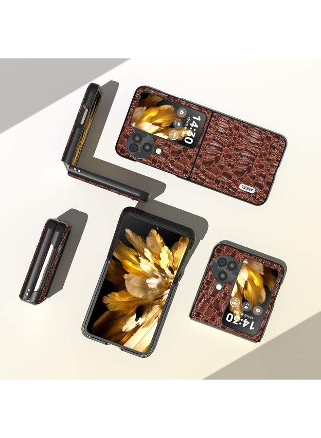 اس-توب جراب قابل للطي لهاتف OPPO Find N3 من ABEEL مصنوع من الجلد الطبيعي مع حافة سوداء - Image 4