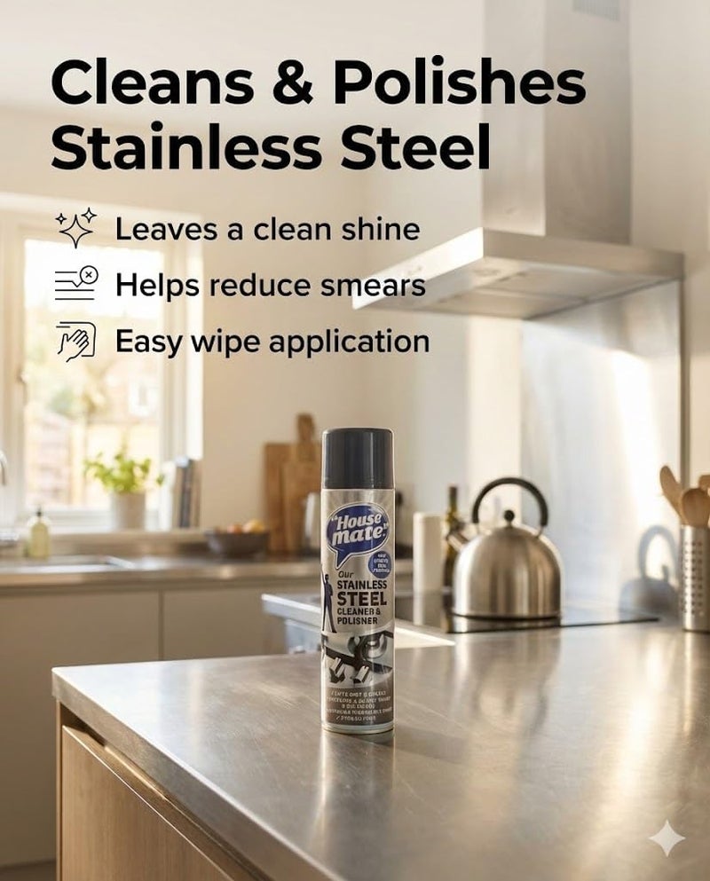 House Mate Stainless Steel Cleaner and Polisher 400 ml (Pack of 2) - Image 1