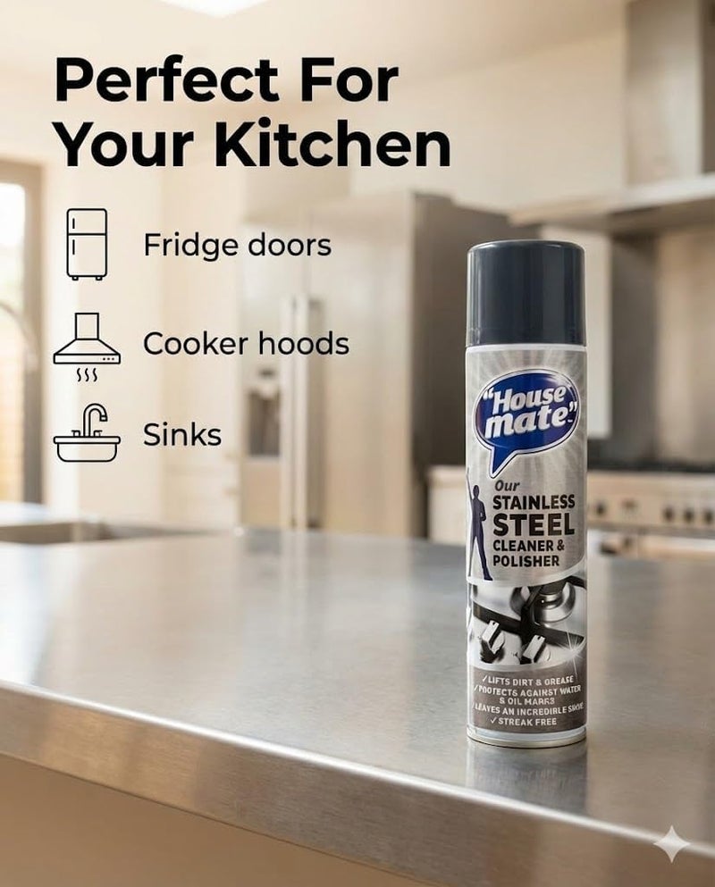 House Mate Stainless Steel Cleaner and Polisher 400 ml (Pack of 2) - Image 4