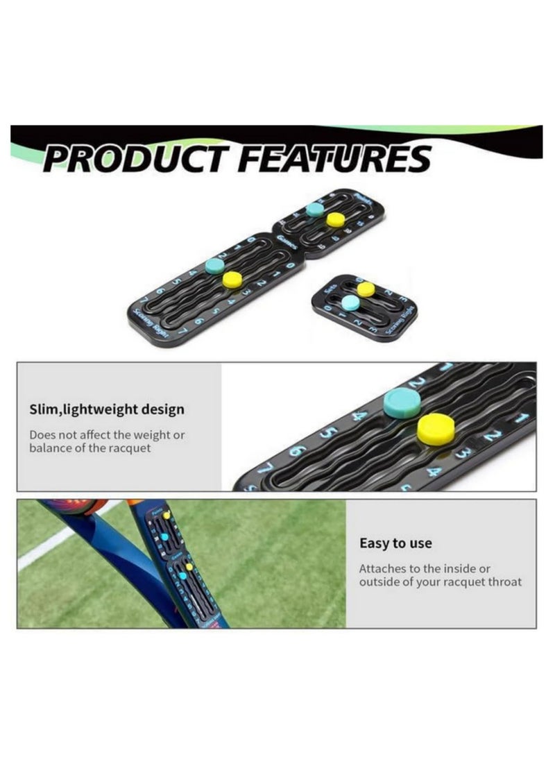 عداد تسجيل النقاط لكرة المضرب والبَدل المُعتمد من ITF - لوحة تسجيل صغيرة سهلة التركيب لتتبع النقاط والجولات والمجموعات - عداد تسجيل متوافق مضمن مضرب تنس صغير - Image 3