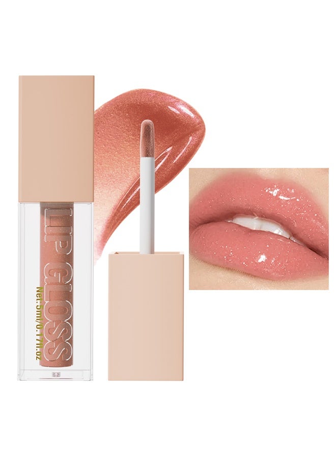 HelloKiss Lip Gloss, Aqua Mirror Lip Gloss, High Shine Lip Glow, Moisturizing and Moisturizing Pouty Lips, Pearlescent Fine Glitter ( 009:TOPAZ ) - Image 1