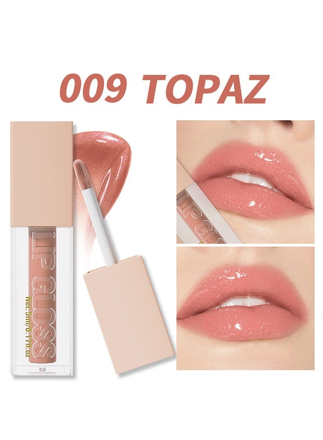 HelloKiss Lip Gloss, Aqua Mirror Lip Gloss, High Shine Lip Glow, Moisturizing and Moisturizing Pouty Lips, Pearlescent Fine Glitter ( 009:TOPAZ ) - Image 2