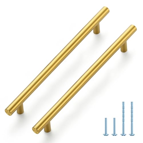 JOY DECOR 30 Pack 10 Inch Cabinet Pulls Kitchen Cabinet Handles with 712 Inch Hole Center Brushed Brass Cabinet Hardware Stainless Steel Kitchen Drawer Pulls 192mm Hole Centers - Image 1