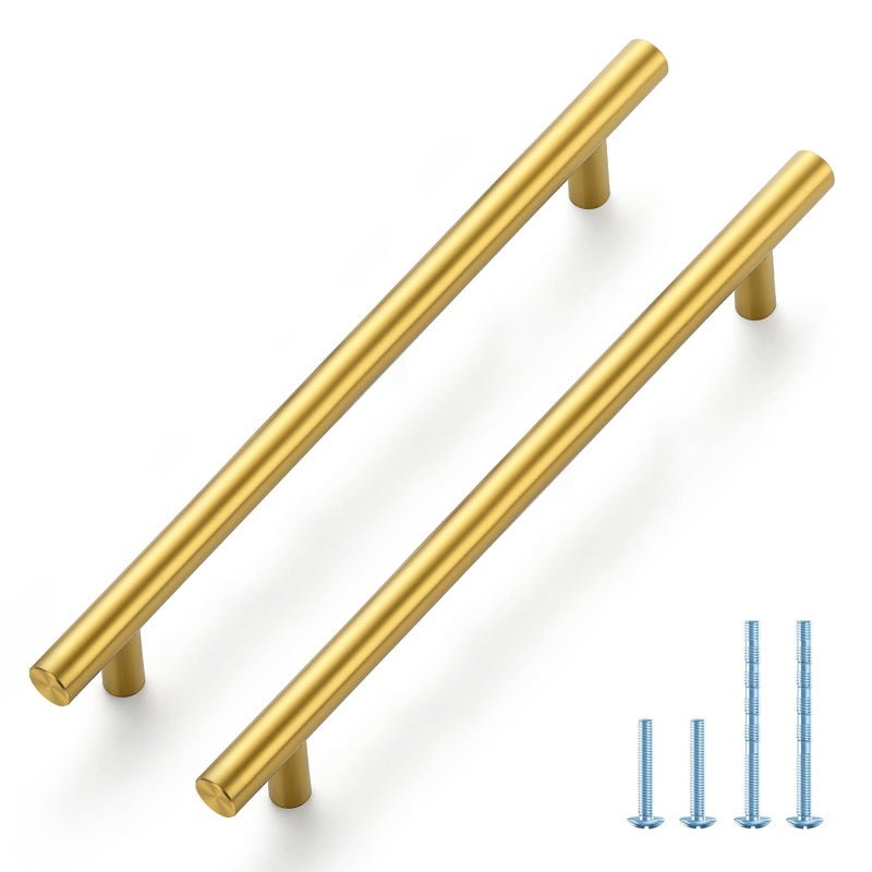 JOY DECOR 30 Pack 10 Inch Cabinet Pulls Kitchen Cabinet Handles with 712 Inch Hole Center Brushed Brass Cabinet Hardware Stainless Steel Kitchen Drawer Pulls 192mm Hole Centers - Image 2