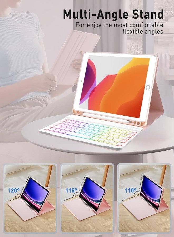 NUWONAYA Keyboard Case for iPad Air 13 inch M3 (2025)/M2 (2024), iPad Pro 12.9 inch (3/4/5/6th Gen), Slim 7 Color Rainbow Backlight Detachable Magnetic Keyboard Cover with Pencil Holder,Sky Blue - Image 4