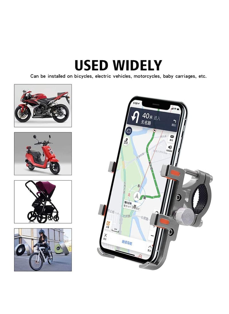 Captaintech Phone Holder Phone Stand for Car Bicycle Motorcycle Phone Mount Six-claw Aluminum Alloy Mobile Phone Bracket Bike Bicycle Navigation Holder Fixing Frame Stainless Mount Silver-Orange  - Image 2