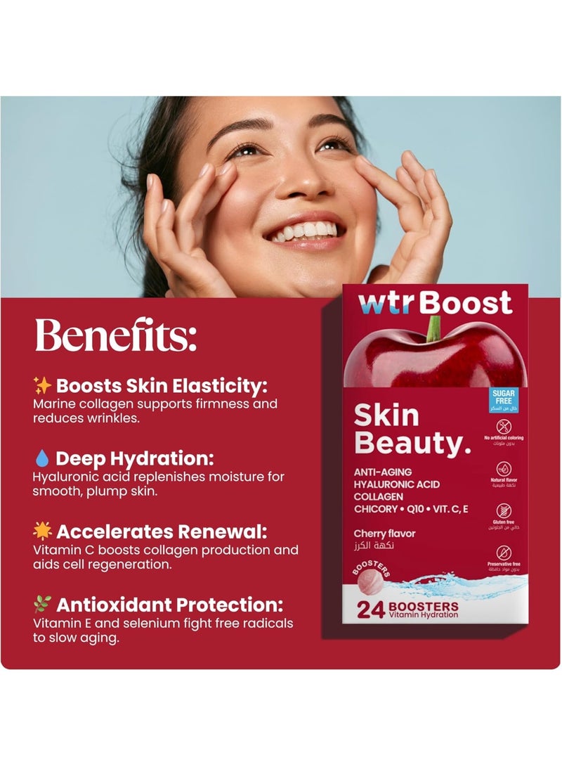 WTR Boost Skin Beauty Effervescent Boosters, Anti-Aging - Cherry Flavor 24 Tablets - Image 3