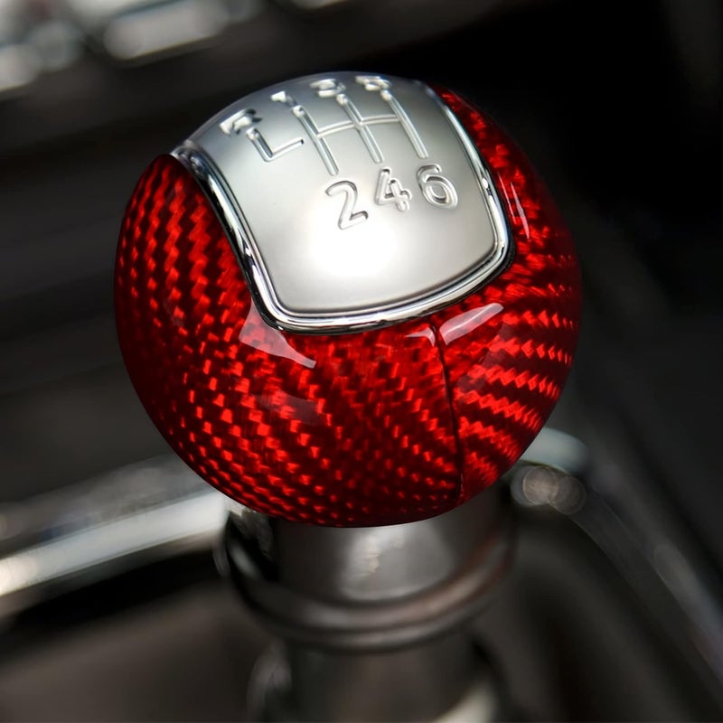 AIRSPEED Carbon Fiber Gear Shift Knob Cover for Ford Mustang (2015-2023) - Red - Image 5