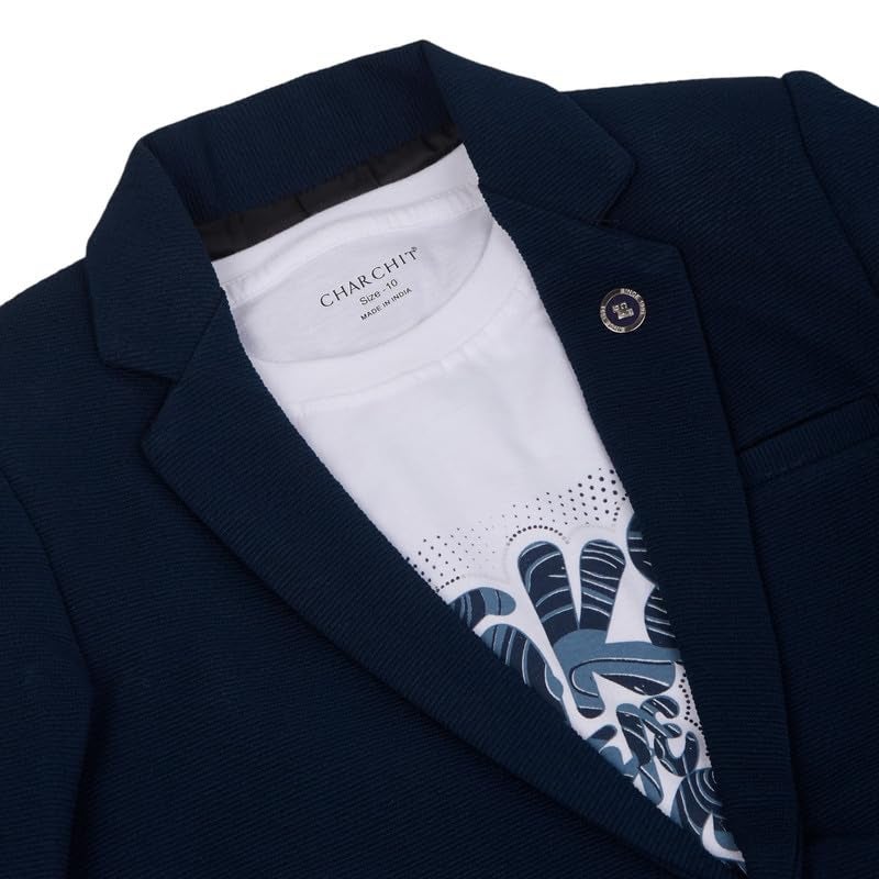 CHARCHIT Boys Regular Fit Plain Blazer and T-Shirt - Image 5