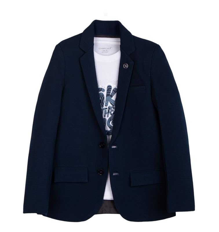 CHARCHIT Boys Regular Fit Plain Blazer and T-Shirt - Image 1
