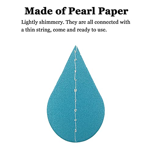 Yzurbu 24 Strings Raindrop Garland Decorations, Paper Hanging Rain Drops Decor Pieces for Baby Shower, Party and Centerpieces Decoration - Blue - Image 3