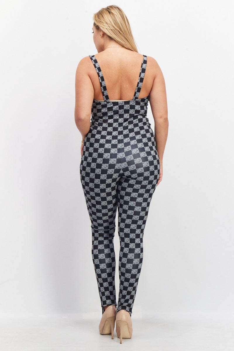 STEVE MADDEN Women Allover Print Sleeveless Jumpsuit, Black - Image 3