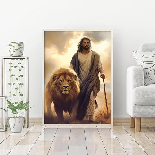BOHADIY Jesus Diamond Painting Kits for Adults. Easter Religion Christ Diamond Art Full Drill Round Gem Art Lion 5D Diamond Dots Suitable Home Wall Decor 12x16inch - Image 4