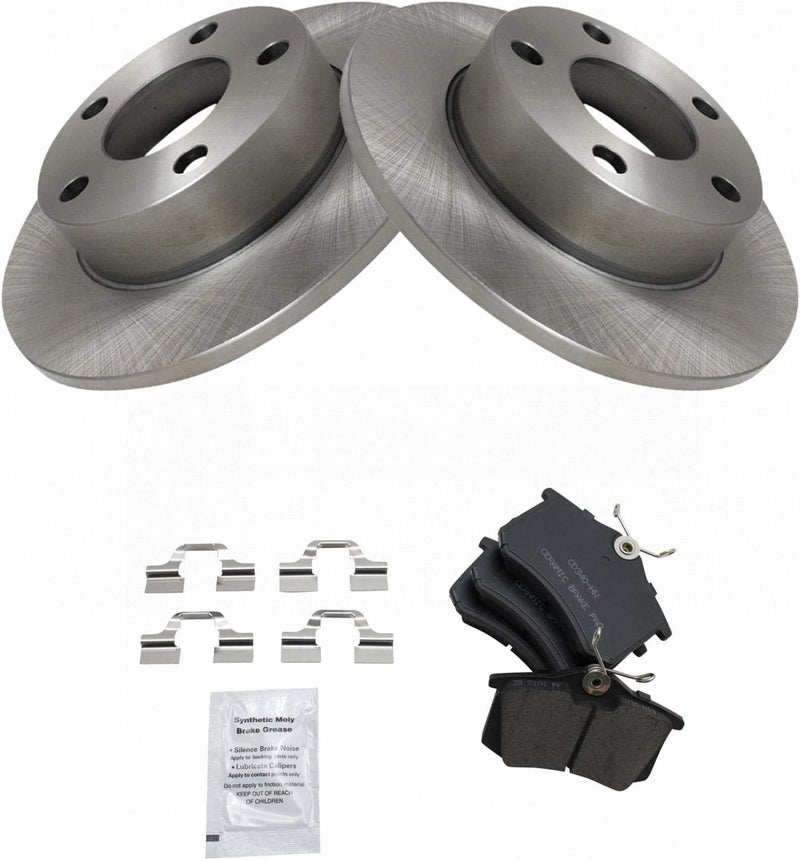 TRQ Rear Brake Pad and Rotor Set Ceramic Solid Rotors 245mm Diameter Compatible with 2002 Audi A4 Quattro 2002 S4 - Image 3