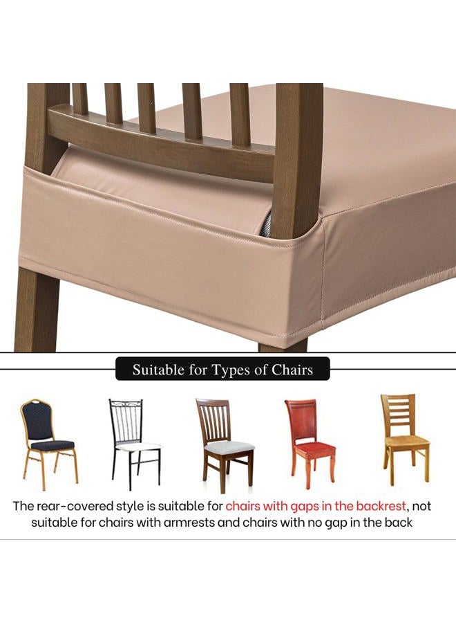 NILUOH Waterproof Seat Covers for Dining Room Chairs Set of 6, Pu Leather Chair Seat Slipcovers Dining Chair Cover Removable Washable Chair Protctor Cover No Rear Covers - Image 4