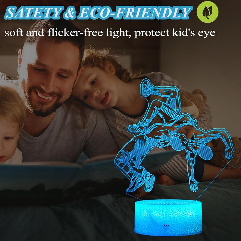 Al Raied ARS® Wrestling Night Light - 3D Illusion Lamp with 16 Color Changing and Remote Control - Image 3