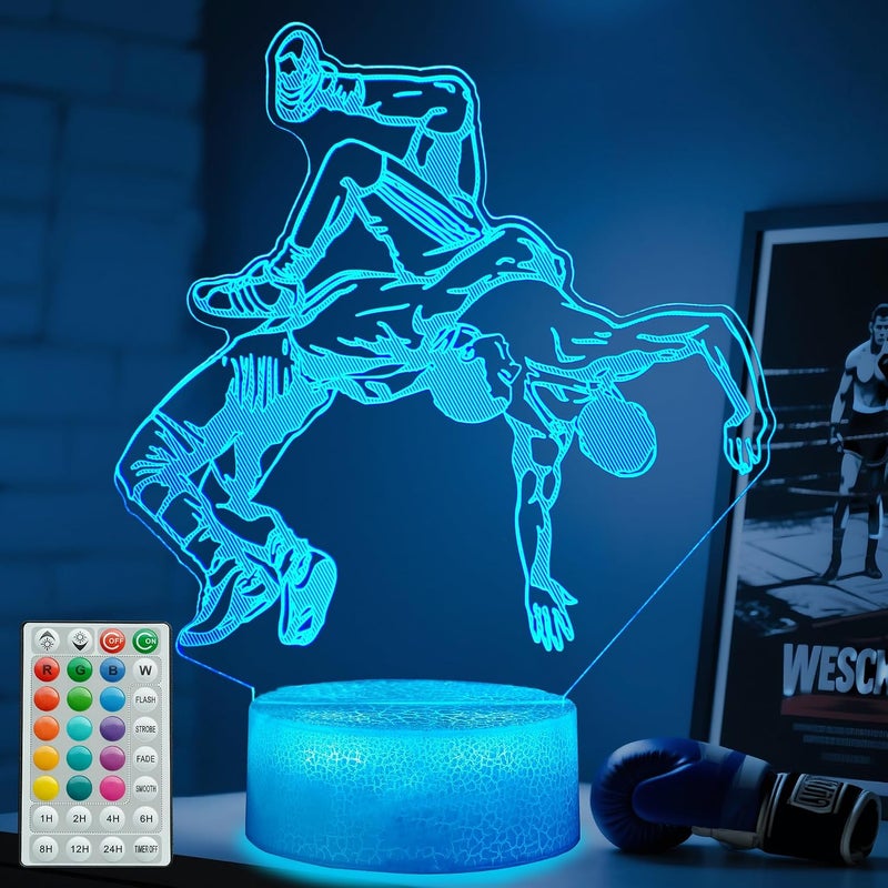 Al Raied ARS® Wrestling Night Light - 3D Illusion Lamp with 16 Color Changing and Remote Control - Image 1