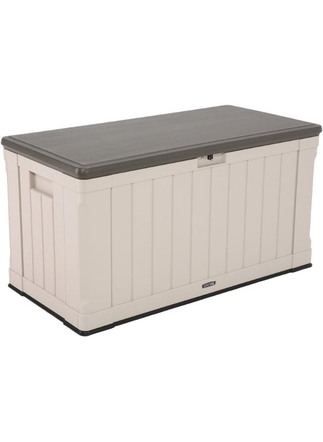 Lifetime - Lifetime Storage Deck Box 127.9L x 64W x 67.2H cm Outdoor Storage for Garden, Garage and Poolside. Weather Resistant with Lid & Side Handles, 10-Year Limited Warranty, Desert Sand Wood Look, LFT-60186 - Image 1