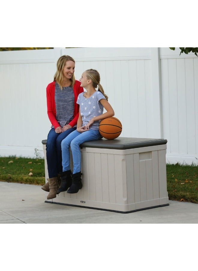 Lifetime - Lifetime Storage Deck Box 127.9L x 64W x 67.2H cm Outdoor Storage for Garden, Garage and Poolside. Weather Resistant with Lid & Side Handles, 10-Year Limited Warranty, Desert Sand Wood Look, LFT-60186 - Image 1