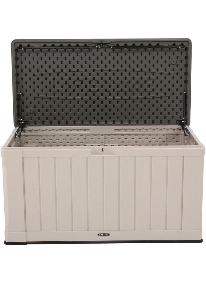 Lifetime - Lifetime Storage Deck Box 127.9L x 64W x 67.2H cm Outdoor Storage for Garden, Garage and Poolside. Weather Resistant with Lid & Side Handles, 10-Year Limited Warranty, Desert Sand Wood Look, LFT-60186 - Image 1