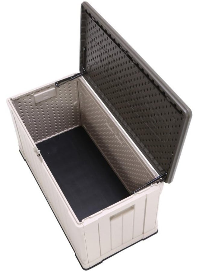 Lifetime - Lifetime Storage Deck Box 127.9L x 64W x 67.2H cm Outdoor Storage for Garden, Garage and Poolside. Weather Resistant with Lid & Side Handles, 10-Year Limited Warranty, Desert Sand Wood Look, LFT-60186 - Image 1
