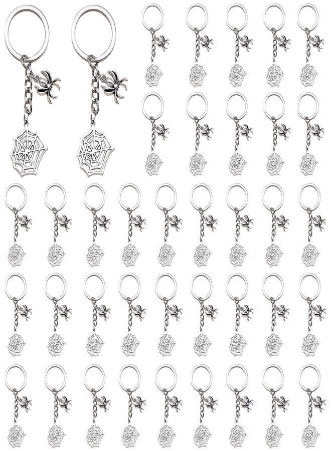 iMagitek 40 Pcs Spider Web Keychains Halloween Spider Gift Keychains Spider Charm Pendant Keychain for Halloween Gifts - Image 1