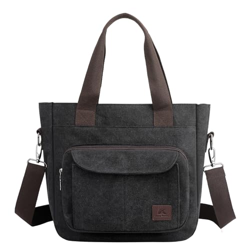 ZHIERNA Women's Canvas Tote Purse Casual Shoulder Crossbody Bags Small Handbag, Multi-pocket Top Handle Work Bag - Image 1